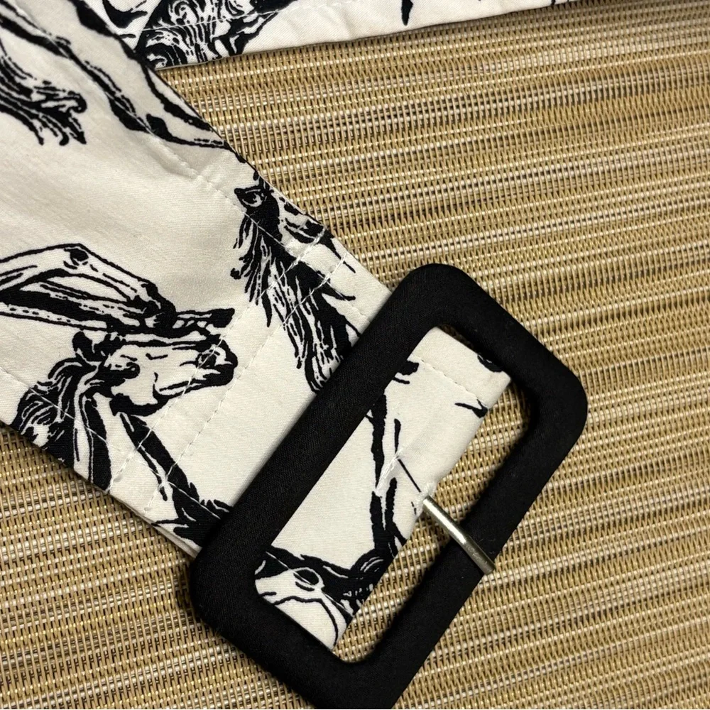 Equestrian Wild Horse White & Black Adjustable Belt Contemporary Modern